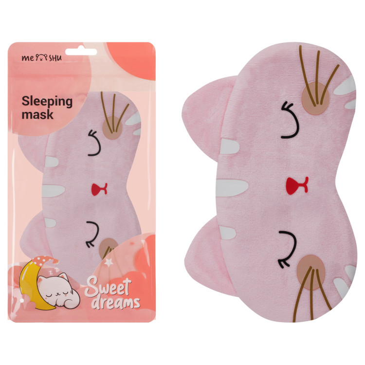 Маска для сна MESHU "Pink kitten", пакет zip-lock, европодвес, 368931