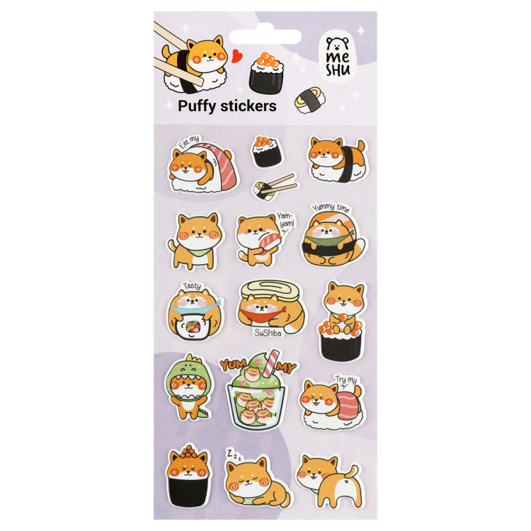 Наклейки объемные MESHU "Shiba Inu,", 10*23см, пакет европодвес, 365059 Наклейки объемные MESHU "Shiba Inu,", 10*23см, пакет европодвес, 365059