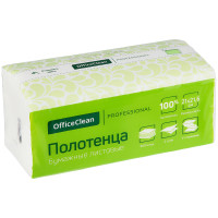 Полотенца бумажные лист. OfficeClean Professional(V-сл), 2-слойные, 200л/пач., 21*21,6см, белые, soft pack, целлюлоза, 328303