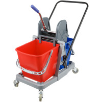 Тележка уборочная OfficeClean, 2 съемных ведра 23л., механический отжим, пластиковый каркас, 375554