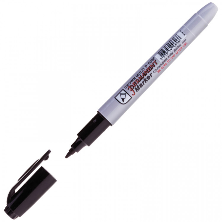 Маркер перманентный Crown "Multi Marker Super Slim" черный, пулевидный, 1мм, 207905