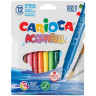 Фломастеры акварельные с кистевым пишущим узлом Carioca "Acquarell", 12цв., смываемые, картон, евро, 245465 Фломастеры акварельные с кистевым пишущим узлом Carioca