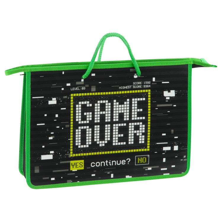 Папка с ручками А4 ArtSpace "Game Over", пластик, на молнии, 75мм, 380307 Папка с ручками А4 ArtSpace "Game Over", пластик, на молнии, 75мм, 380307