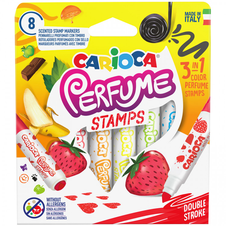 Фломастеры-штампы двусторонние Carioca "Perfume Stamps", 08цв., ароматизированные, смываемые, картон, 302281 Фломастеры-штампы двусторонние Carioca "Perfume Stamps", 08цв., ароматизированные, смываемые, картон, 302281