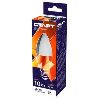 Лампа светодиодная Старт LED, серия "WS" 10W40, тип С "свеча", E14, 4000К, нейтральный свет, 25000ч, 385695 Лампа светодиодная Старт LED, серия "WS" 10W40, тип С "свеча", E14, 4000К, нейтральный свет, 25000ч, 385695