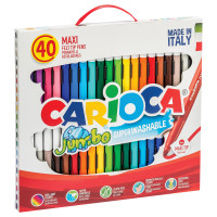 Фломастеры Carioca "Jumbo", 40шт., 36цв., утолщенные, смываемые, картон, с ручкой, 385992 Фломастеры Carioca "Jumbo", 40шт., 36цв., утолщенные, смываемые, картон, с ручкой, 385992