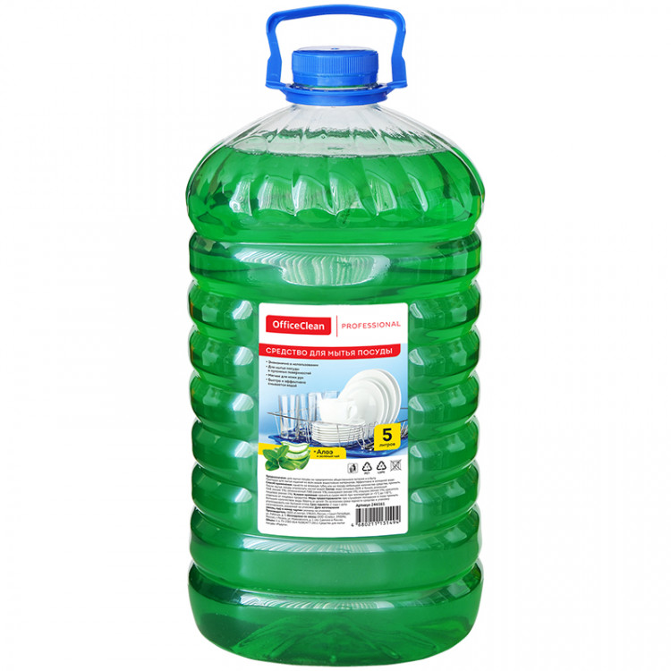 Средство для мытья посуды OfficeClean Professional "Алоэ и зеленый чай", ПЭТ, 5л, 246161