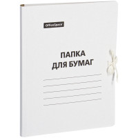 Папка для бумаг с завязками OfficeSpace, картон немелованный, 380г/м2, белый, до 400л., 300662