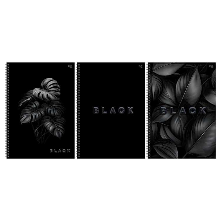 Тетрадь 96л., А4, клетка, на гребне BG "Just black", soft-touch ламинация, выб. лак, 3 штук, 378736