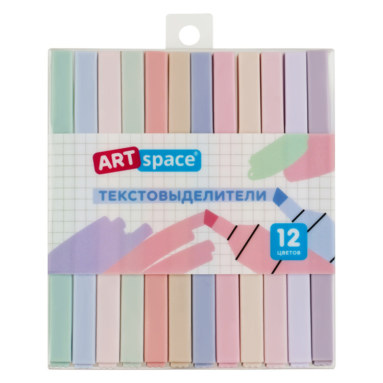 Набор текстовыделителей ArtSpace "Thin trace", 12цв., пастельные цвета, 1-3 мм, ПВХ бокс, европодвес, 384355 Набор текстовыделителей ArtSpace "Thin trace", 12цв., пастельные цвета, 1-3 мм, ПВХ бокс, европодвес, 384355