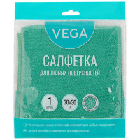 Салфетка для уборки Vega, микрофибра, 30*30см, 1шт., европодвес, 320872