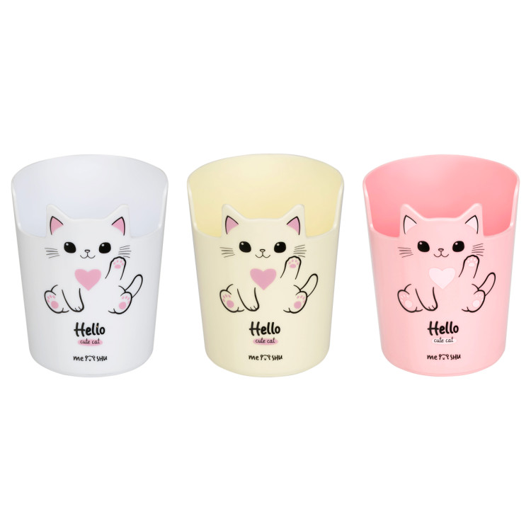 Подставка-стакан MESHU "Meow", пластиковая, ассорти, 9 штук, 378547