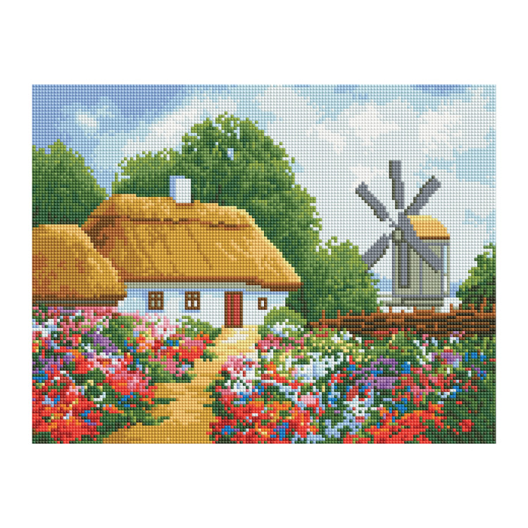 Алмазная мозаика ТРИ СОВЫ "Хутор", 30*40см, холст, картонная коробка с пластиковой ручкой, 344288