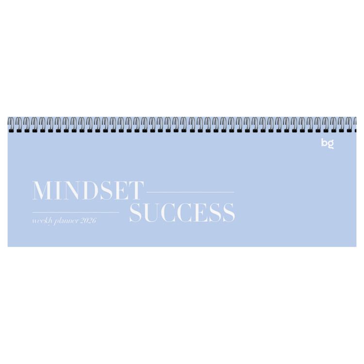 Планинг датированный 2026г., 64л., 285*100мм, картон, BG "Mindset", голубой, отд.фольгой, на гребне, 381748