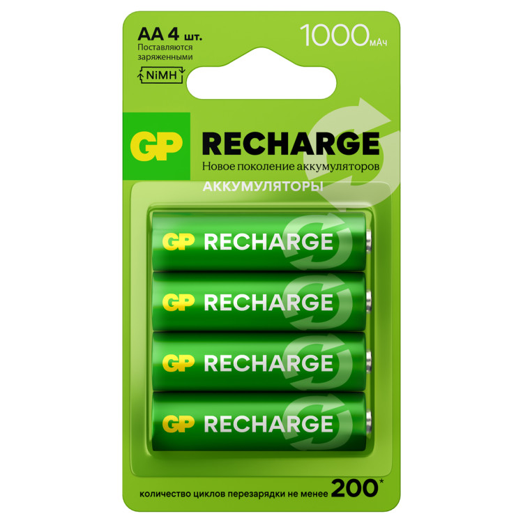 Аккумулятор GP AA (HR06) 1000mAh 4BL, 4 штук, 385704 Аккумулятор GP AA (HR06) 1000mAh 4BL, 4 штук, 385704