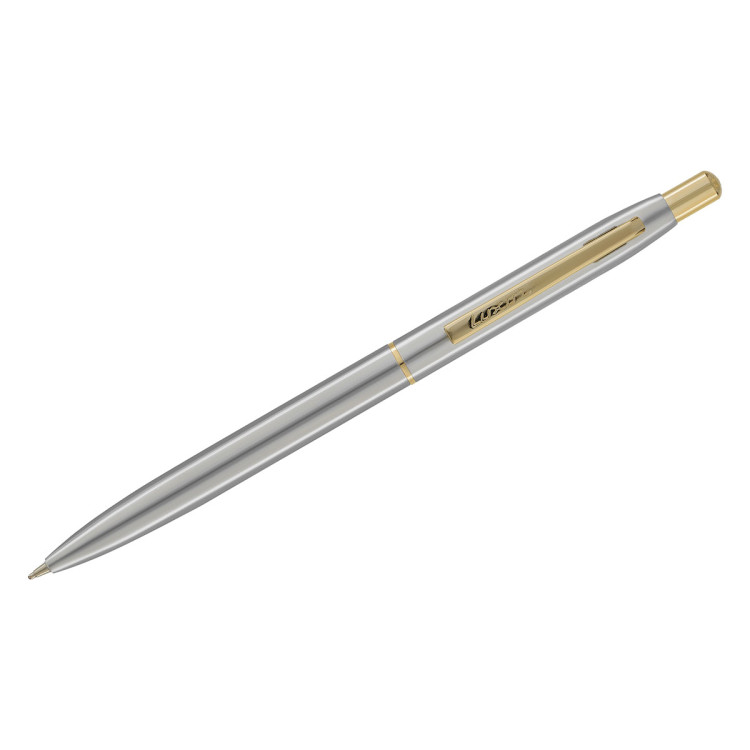 Ручка шариковая Luxor "Sterling" синяя, 1,0мм, корпус хром/золото, кнопочный механизм, футляр, 374731