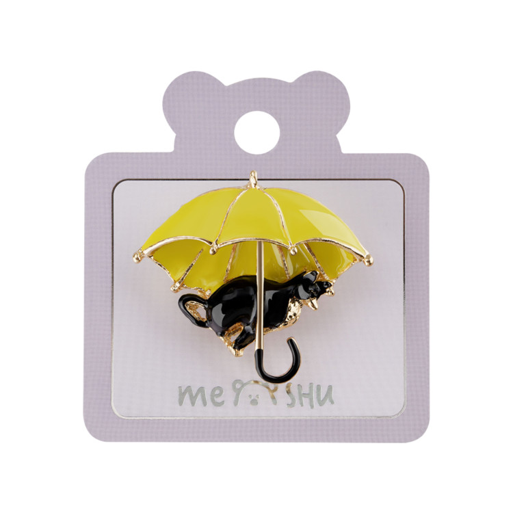 Брошь MESHU "Cat and umbrella", европодвес, 369170