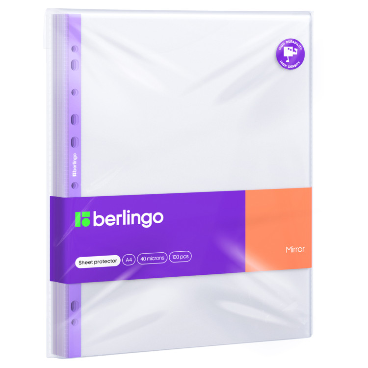 Папка-вкладыш с перфорацией Berlingo "Mirror", А4, 40мкм, глянцевая, 200 штук, 369455 Папка-вкладыш с перфорацией Berlingo "Mirror", А4, 40мкм, глянцевая, 200 штук, 369455