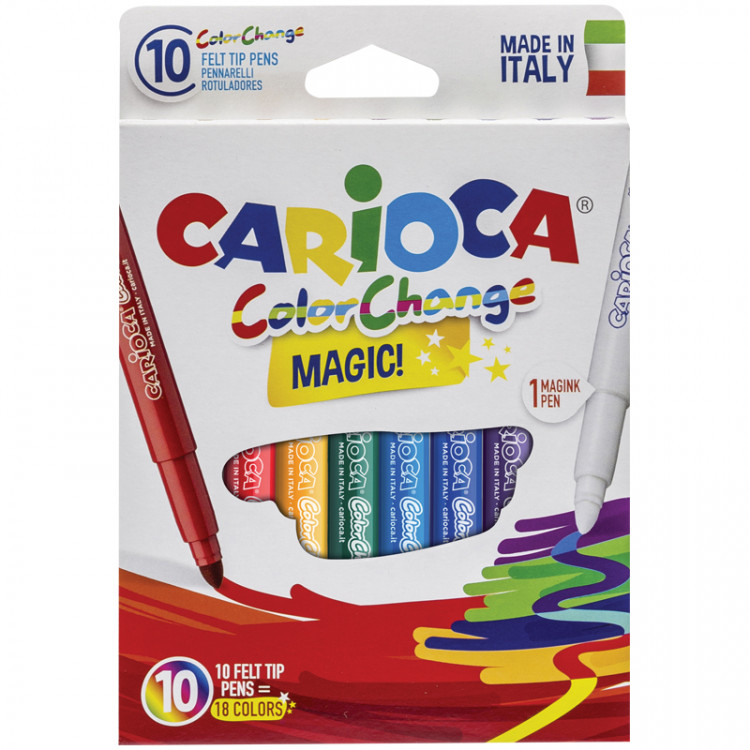 Фломастеры меняющие цвет Carioca "Color Change. Magic", 09цв.+1, 10шт., картон, европодвес, 231842 Фломастеры меняющие цвет Carioca "Color Change. Magic", 09цв.+1, 10шт., картон, европодвес, 231842
