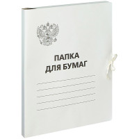 Папка для бумаг с завязками OfficeSpace, Герб России, картон немелованный, 300г/м2, белый, до 200л., 257310