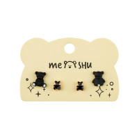 Серьги MESHU "Bears", бижутерия, 2 пары, европодвес, 3 штук, 369272 Серьги MESHU "Bears", бижутерия, 2 пары, европодвес, 3 штук, 369272