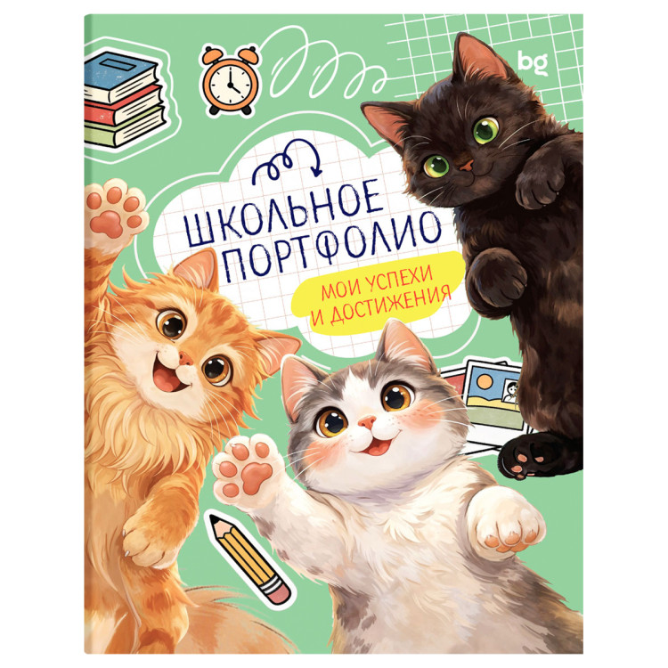 Папка-портфолио 7БЦ А4 BG, на 4 кольцах для школьника "Котята-школьники", 20 файлов, 10 вкладышей., 391687 Папка-портфолио 7БЦ А4 BG, на 4 кольцах для школьника "Котята-школьники", 20 файлов, 10 вкладышей., 391687