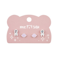 Серьги MESHU "Space", бижутерия, 2 пары, европодвес, 3 штук, 369273 Серьги MESHU "Space", бижутерия, 2 пары, европодвес, 3 штук, 369273