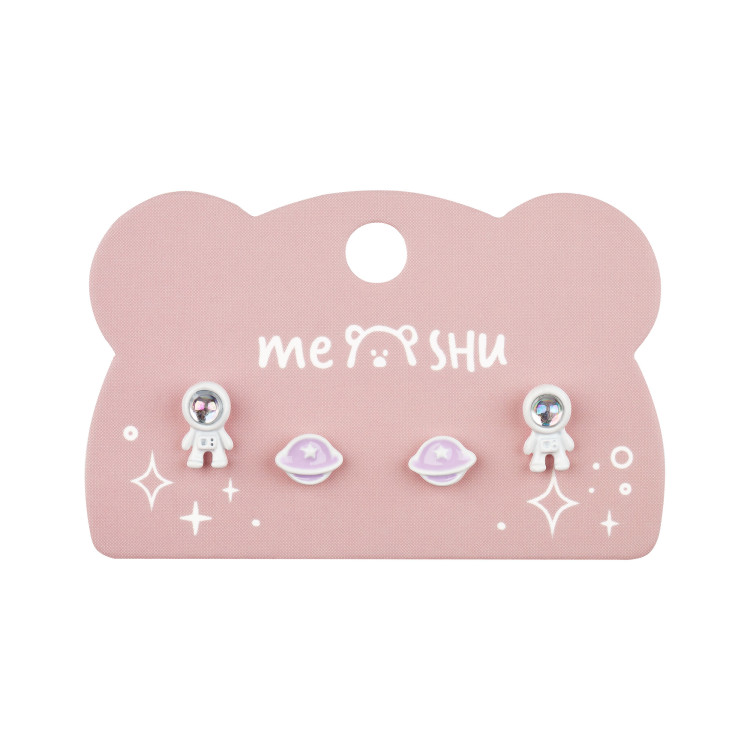 Серьги MESHU "Space", бижутерия, 2 пары, европодвес, 3 штук, 369273 Серьги MESHU "Space", бижутерия, 2 пары, европодвес, 3 штук, 369273