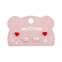 Серьги MESHU "Hearts", бижутерия, 2 пары, европодвес, 3 штук, 369274 Серьги MESHU "Hearts", бижутерия, 2 пары, европодвес, 3 штук, 369274