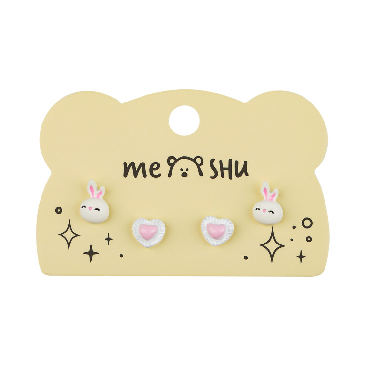 Серьги MESHU "Cuteness", бижутерия, 2 пары, европодвес, 3 штук, 369275 Серьги MESHU "Cuteness", бижутерия, 2 пары, европодвес, 3 штук, 369275