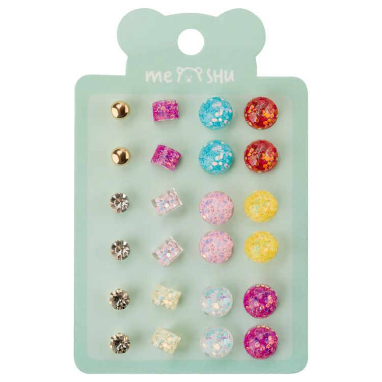 Серьги MESHU "Round", бижутерия, 12 пар, европодвес, 5 штук, 369276 Серьги MESHU "Round", бижутерия, 12 пар, европодвес, 5 штук, 369276