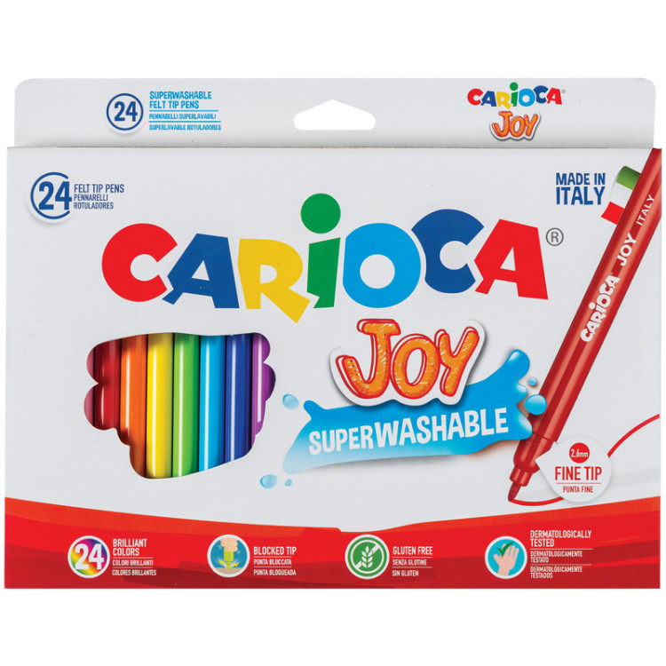 Фломастеры Carioca "Joy", 24цв., смываемые, картон, европодвес, 071561