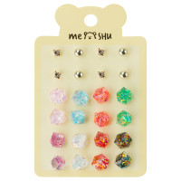 Серьги MESHU "Сubes", бижутерия, 12 пар, европодвес, 5 штук, 369278 Серьги MESHU "Сubes", бижутерия, 12 пар, европодвес, 5 штук, 369278
