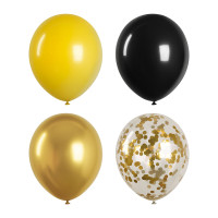 Воздушные шары, 40шт., М12/30см, MESHU, "Gold shine", пастель, 4 цвета ассорти, 383898