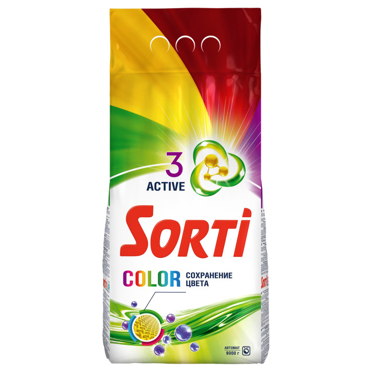 Порошок для машинной стирки Sorti "Color", 9кг, 378632