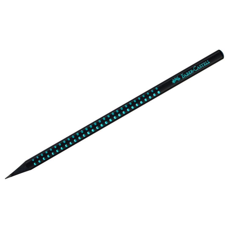 Карандаш ч/г Faber-Castell "Sparkle Black" B, трехгранный, заточен., черный/голубой металлик, 12 штук, 386614