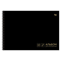 Альбом для рисования 40л., А4, на гребне BG "Total black", 160г/м2, 4 штук, 385484