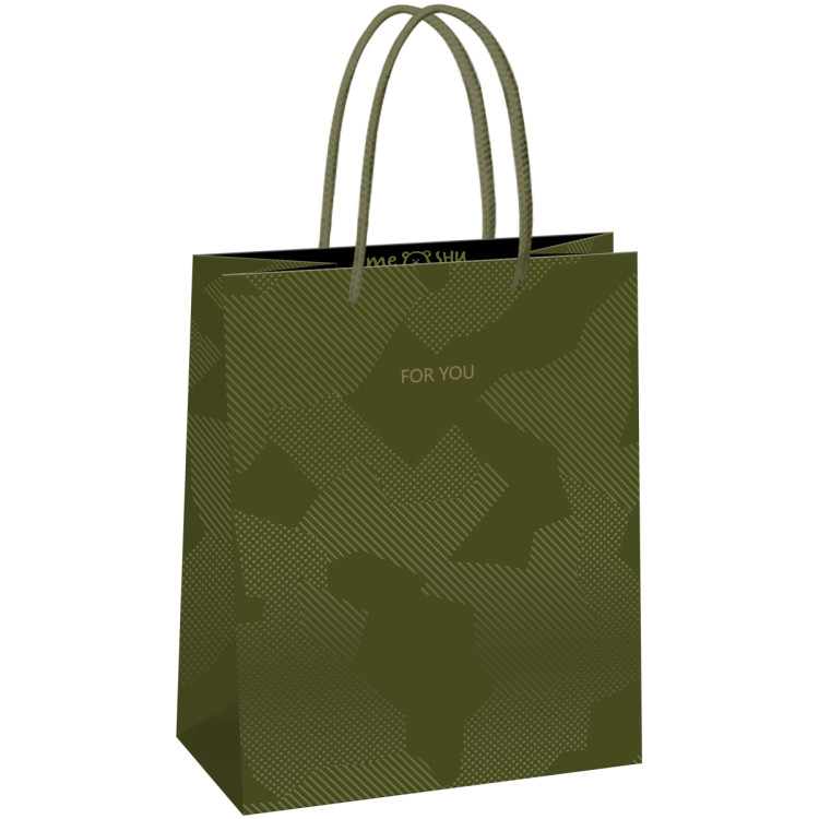 Пакет подарочный 18*23*10см MESHU "Green pattern", выборочный лак,  матовая ламинация, 371024