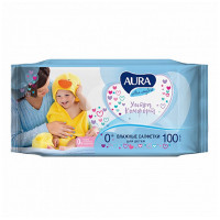 Салфетки влажные Aura "Ultra comfort", 100шт., детские, универсал. очищающие, без спирта, 270361