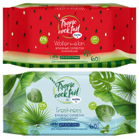 Салфетки влажные Aura "Tropic coctail", 60шт., освежающие, 229649