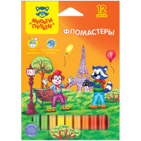 Фломастеры Мульти-Пульти "Енот во Франции", 12цв., смываемые, картон, европодвес, 240100 Фломастеры Мульти-Пульти "Енот во Франции", 12цв., смываемые, картон, европодвес, 240100