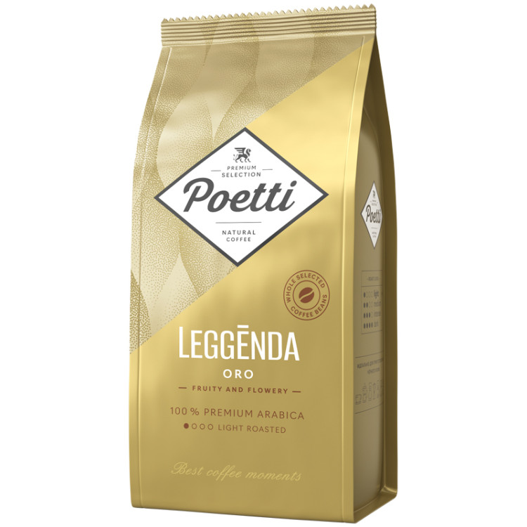 Кофе в зернах Poetti "Leggenda Oro", вакуумный пакет, 1кг, 351420
