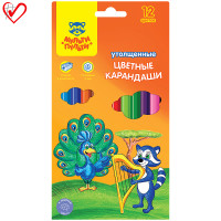Карандаши цветные Мульти-Пульти "Енот в саванне", 12цв., утолщ., заточен., картон, европ., с точилкой, 240117
