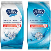 Салфетки влажные Aura "Family", 72шт., антибактериальные, для всей семьи, 270195