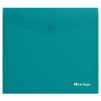 Папка-конверт на кнопке Berlingo "Soft Touch", А5+, 200мкм, софт-тач, бирюзовая, 12 штук, 369430
