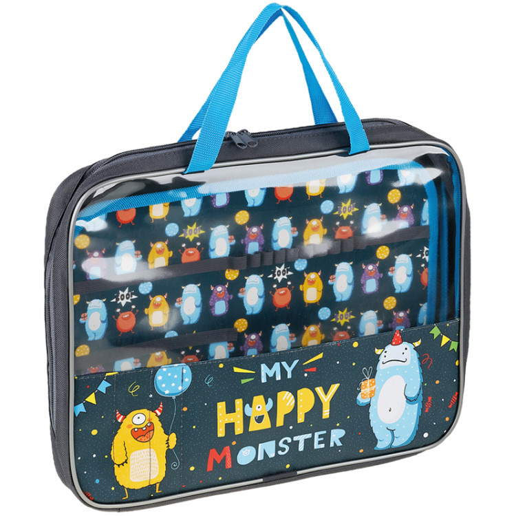 Папка с ручками А4 ArtSpace "Happy Monster", полиэстер, на молнии, 50мм, 331230