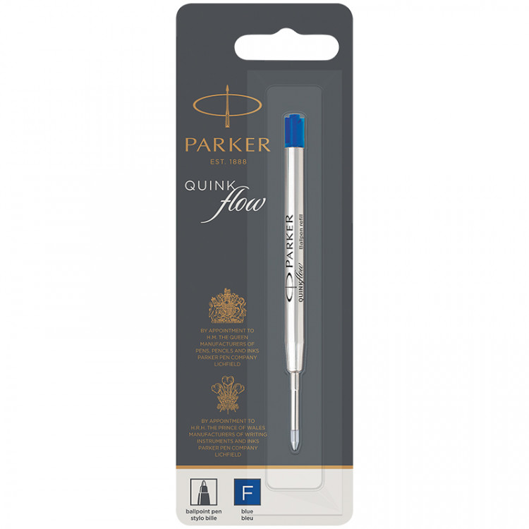 Стержень шариковый объемный Parker "QuinkFlow Ball Point" синий, 98мм, 0,8мм, метал. корпус, блистер, 241798
