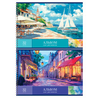 Альбом для рисования 32л., А4, на гребне BG "Пейзажи", 12 штук, 378703
