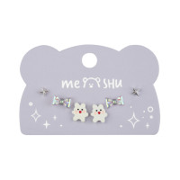 Серьги MESHU, бижутерия, серебристые, 3 пары, европодвес, 369282