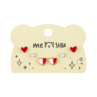 Серьги MESHU, бижутерия, красные, 3 пары, европодвес, 369283 Серьги MESHU, бижутерия, красные, 3 пары, европодвес, 369283